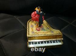 EXC Vintage Swiss Reuge Dancing Ballerina Music Box Gold Tone Brass Piano Case
