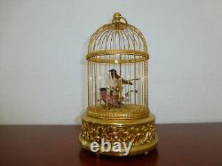 EXC Vintage Swiss Reuge Singing Bird Cage Gold Gilt Cage (Watch The Video)