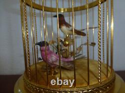 EXC Vintage Swiss Reuge Singing Bird Cage Gold Gilt Cage (Watch The Video)