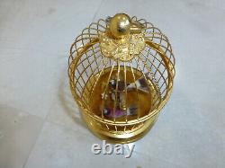 EXC Vintage Swiss Reuge Singing Bird Cage Gold Gilt Cage (Watch The Video)