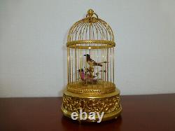 EXC Vintage Swiss Reuge Singing Bird Cage Gold Gilt Cage (Watch The Video)