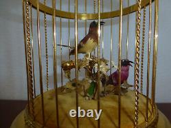 EXC Vintage Swiss Reuge Singing Bird Cage Gold Gilt Cage (Watch The Video)