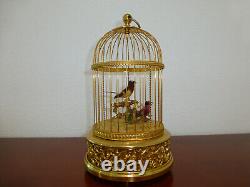 EXC Vintage Swiss Reuge Singing Bird Cage Gold Gilt Cage (Watch The Video)