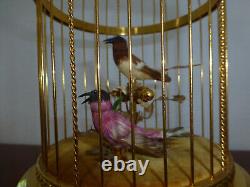 EXC Vintage Swiss Reuge Singing Bird Cage Gold Gilt Cage (Watch The Video)