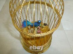 EXC Vintage Swiss Reuge Singing Bird Cage Gold Gilt Metal Cage (Watch The Video)