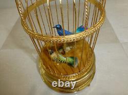 EXC Vintage Swiss Reuge Singing Bird Cage Gold Gilt Metal Cage (Watch The Video)