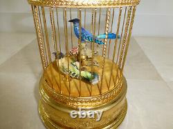 EXC Vintage Swiss Reuge Singing Bird Cage Gold Gilt Metal Cage (Watch The Video)