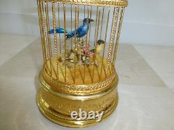 EXC Vintage Swiss Reuge Singing Bird Cage Gold Gilt Metal Cage (Watch The Video)