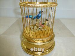 EXC Vintage Swiss Reuge Singing Bird Cage Gold Gilt Metal Cage (Watch The Video)