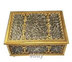Erhard & Sohne Germany Vintage Brass Repousse Cherub Jewelry Reuge Music Box