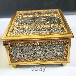 Erhard & Sohne Germany Vintage Brass Repousse Cherub Jewelry Reuge Music Box