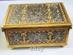 Erhard & Sohne Germany Vintage Brass Repousse Cherub Jewelry Reuge Music Box