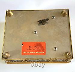 Erhard & Sohne Germany Vintage Brass Repousse Cherub Jewelry Reuge Music Box