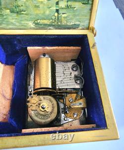 Erhard & Sohne Germany Vintage Brass Repousse Cherub Jewelry Reuge Music Box