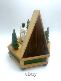 Erzgebirge Wood Music Box Soldiers Large Reuge Pobershau Germany Vintage Read