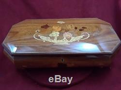 Extra Large Sorrento Inlay Reuge Music Box Plays Waltz Of The Flowers (video)