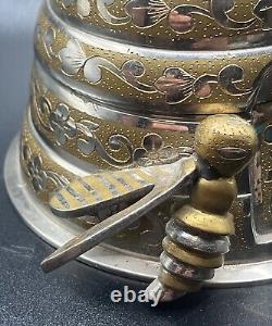 Extremely Rare Beautiful Reuge Brass Beehive Jewely Holder/Honey Pot Music Box