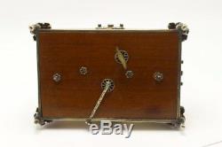 Gold Gilt, Silver Swiss Reuge Music Box Enamel Clock
