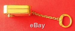 Gold-tone Brass Mini Mechanical Wind Up Music Box Key Chain Reuge Ste. Croix