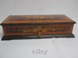 Inlaid Burl Wood Reuge Sorrento Italy Large 21 Music Box Wind Beneath My Wings