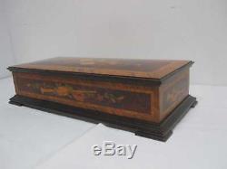 Inlaid Burl Wood Reuge Sorrento Italy Large 21 Music Box Wind Beneath My Wings