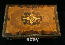 Inlaid Floral Wood Music Jewelry Box Reuge Sainte Croix CH 3/75 Operas Swiss