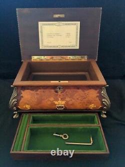 Inlaid Floral Wood Music Jewelry Box Reuge Sainte Croix CH 3/75 Operas Swiss