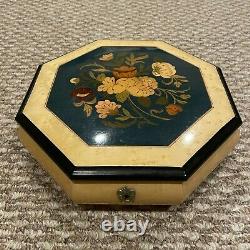Italian Floral Inlay Music Box Swiss Reuge Movement 36 Note