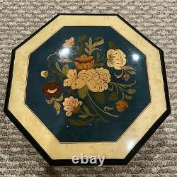 Italian Floral Inlay Music Box Swiss Reuge Movement 36 Note