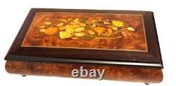 Italian Inlaid 28-note MUSIC BOX, Multi-Tone WithFloral Inlay All I Ask of You