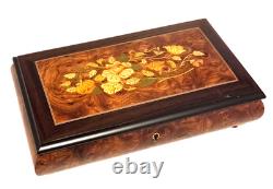 Italian Inlaid 28-note MUSIC BOX, Multi-Tone WithFloral Inlay All I Ask of You