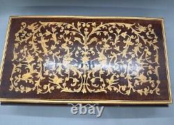 Italian Inlaid Box Reuge Wood Jewelry Music 10.5x6x3.75