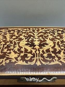 Italian Inlaid Box Reuge Wood Jewelry Music 10.5x6x3.75