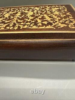 Italian Inlaid Box Reuge Wood Jewelry Music 10.5x6x3.75