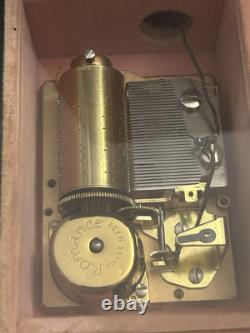 Italian Reuge Jewelry Music Box Grand Piano Swiss Made Musical Wood Inlay Vtg