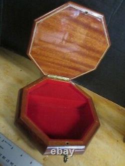 Italian Reuge Octagon Inlaid Music Jewelry Box Plays Send In The Clowns