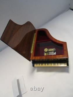 Italy marquetry inlaid Burl Piano Reuge Music Box Fur Elise Violin & Flowers 8W