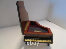 Italy marquetry inlaid Burl Piano Reuge Music Box Fur Elise Violin & Flowers 8W