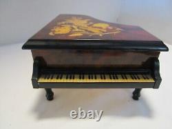Italy marquetry inlaid Burl Piano Reuge Music Box Fur Elise Violin & Flowers 8W