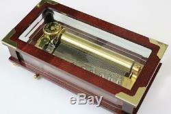 LARGE JOBIN (Reuge) CYLINDER MUSIC BOX in GLASS CASE plays TCHAIKOVSKY ch3/72