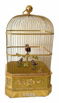 Large 27 Tall 3 Bird Cage Swiss Music Box Coin-op Automaton We Ship Worldwide