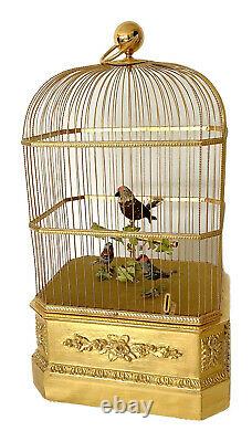 Large 27 Tall 3-bird Cage Swiss Music Box Coin-op We Ship Worldwide