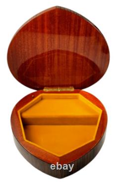 Large 8x8 Capra Italy Reuge HEART SHAPE Inlay Floral Music Box Anniversary Waltz