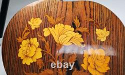 Large 8x8 Capra Italy Reuge HEART SHAPE Inlay Floral Music Box Anniversary Waltz