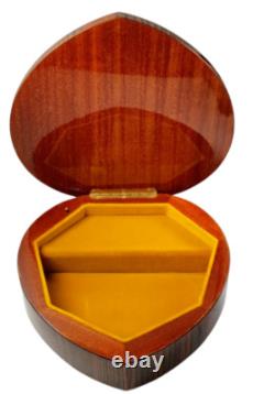 Large 8x8 Capra Italy Reuge HEART SHAPE Inlay Floral Music Box Anniversary Waltz