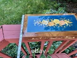 Large Vintage Italian Burl Wood Music Box, marquetry floral