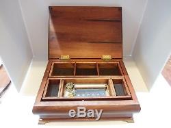 Large Vintage Reuge 3 Song 72 Note Music Box Musical Jewelry Box (video)