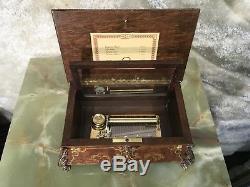 Large Vtg Gorgeous Reuge Swiss Music Box W Amazing Hand Wood Case W 4 Songs Work