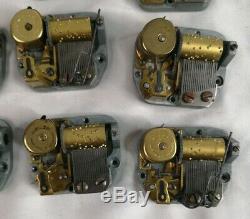 Lot of 16 Vintage Swiss Reuge Music Box Wind Up Movements Mechanisms Parts AS IS