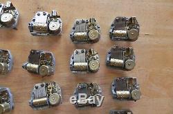 Lot of 32 Vintage Swiss Reuge Music Box Wind Up Movements Mechanisms With Keys +
